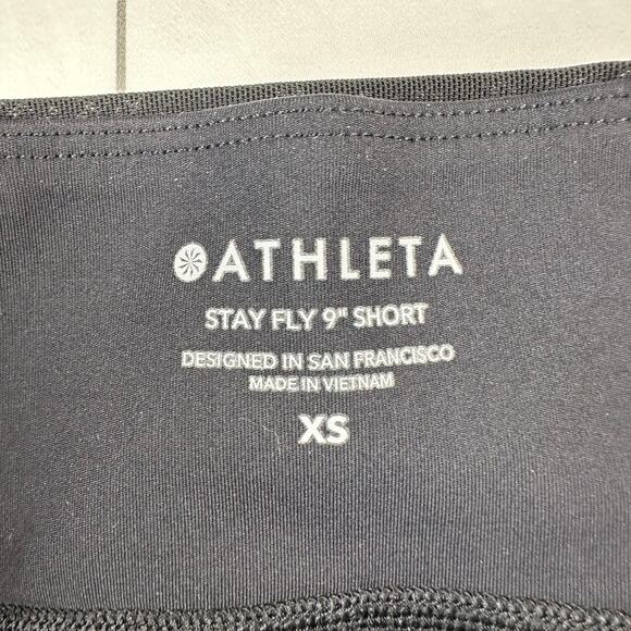 Athleta Shorts Womens XS Black Stay Fly 9" Compression Reflective Athletic Run - Picture 4 of 11
